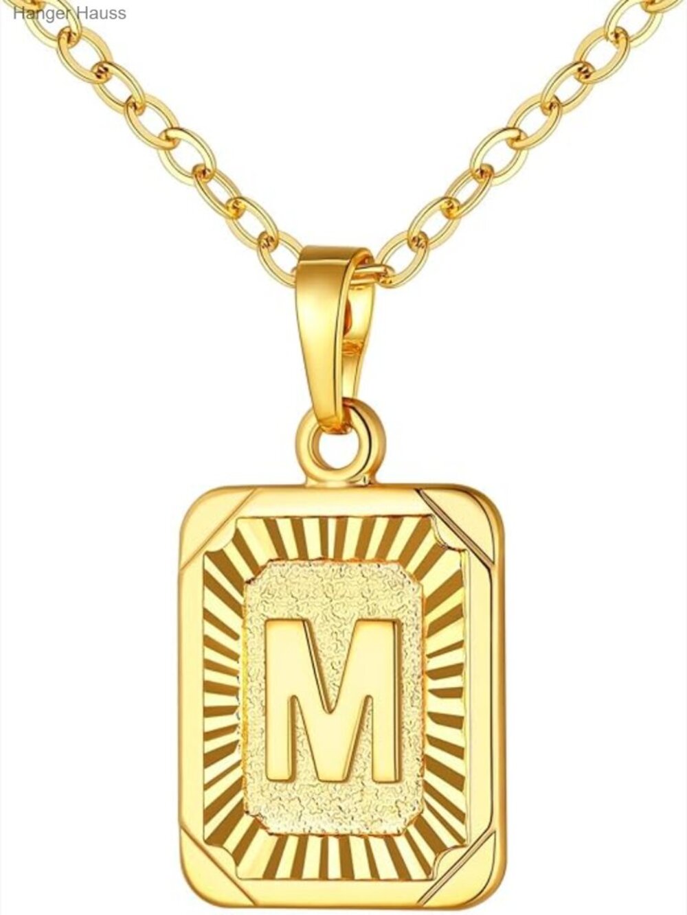 Square Initial Necklace 20-22 Inch Chain A-Z Pendant